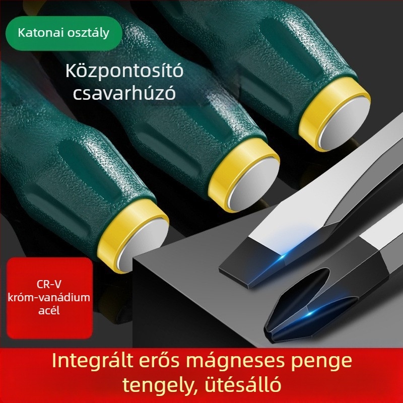 Átható mágneses csavarhúzó, ultrakemény ipari ütőcsavarhúzó, lapos és kereszthorny fejű nehéz kivitel