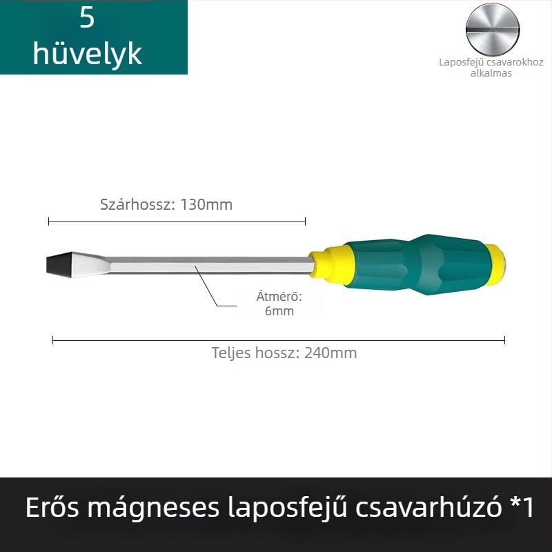 Átható mágneses csavarhúzó, ultrakemény ipari ütőcsavarhúzó, lapos és kereszthorny fejű nehéz kivitel