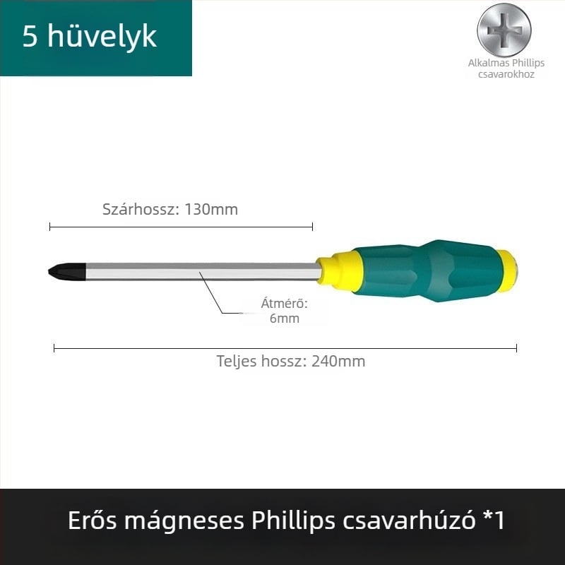 Átható mágneses csavarhúzó, ultrakemény ipari ütőcsavarhúzó, lapos és kereszthorny fejű nehéz kivitel