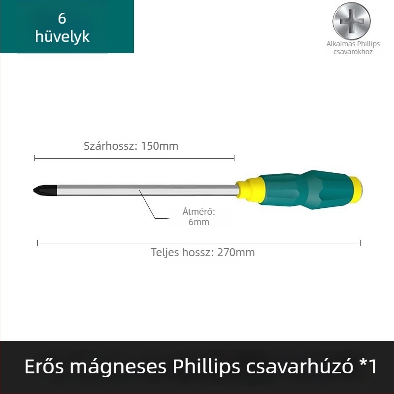 Átható mágneses csavarhúzó, ultrakemény ipari ütőcsavarhúzó, lapos és kereszthorny fejű nehéz kivitel