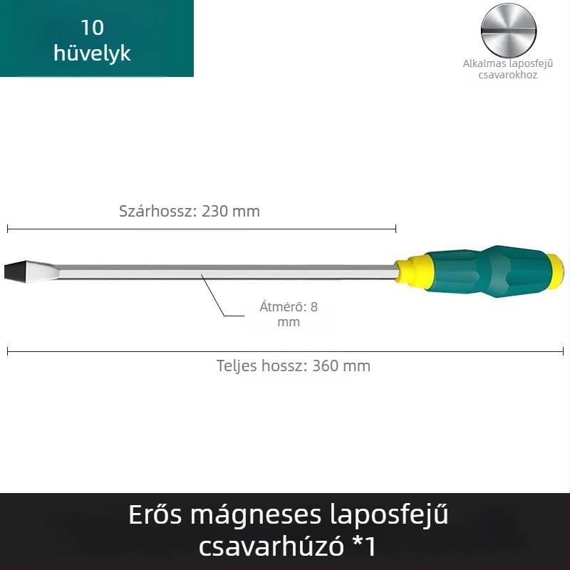 Átható mágneses csavarhúzó, ultrakemény ipari ütőcsavarhúzó, lapos és kereszthorny fejű nehéz kivitel