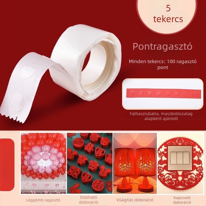 Esküvői nano kétoldalas ragasztószalag dekorációhoz, textilalapú ragasztó, erős tapadás, nyom nélkül