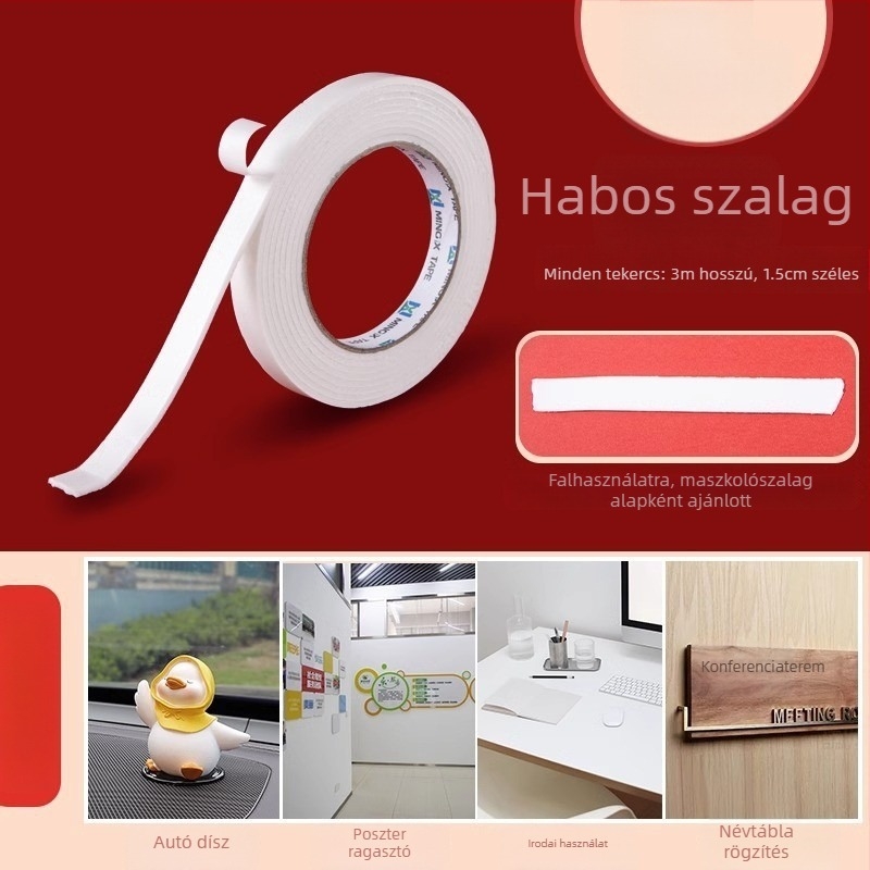 Esküvői nano kétoldalas ragasztószalag dekorációhoz, textilalapú ragasztó, erős tapadás, nyom nélkül
