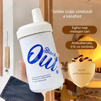 316-os rozsdamentes acél termoszos pohár, vastag szívócsővel, kása, szója tej és gyöngy tea számára, hordozható az irodába