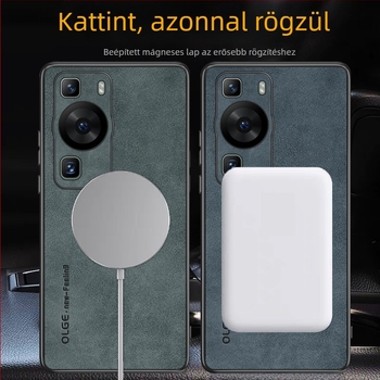 Huawei P60, Pura70Pro és P40/P50 – teljes lefedettségű puha tok, szilikon + műbőr, MagSafe mágneses védelem
