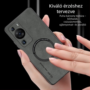 Huawei P60, Pura70Pro és P40/P50 – teljes lefedettségű puha tok, szilikon + műbőr, MagSafe mágneses védelem