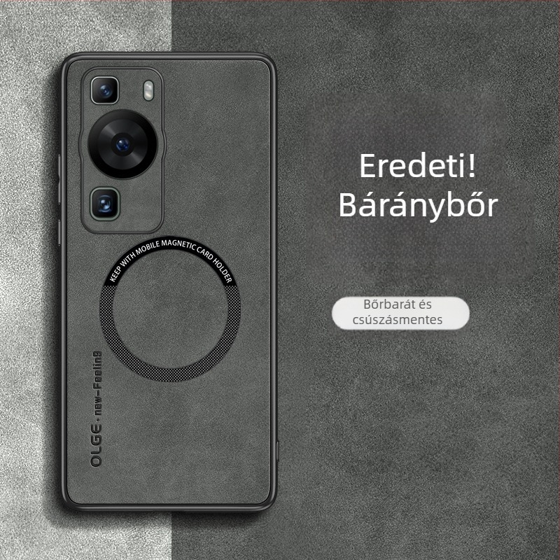 Huawei P60, Pura70Pro és P40/P50 – teljes lefedettségű puha tok, szilikon + műbőr, MagSafe mágneses védelem