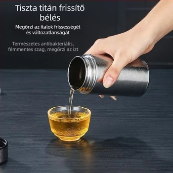 Üzleti használatra szánt tiszta titán pohár, kompakt vákuum-szigetelt termosz, kültéri mini zseb pohár duplafalas kialakítással