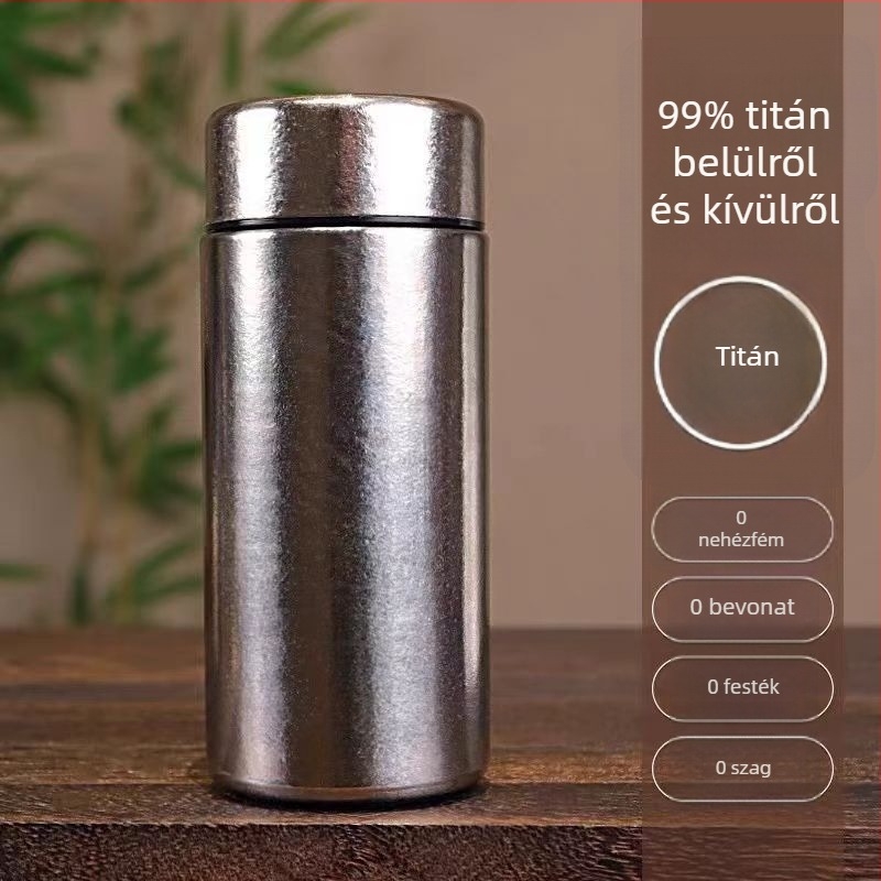 Üzleti használatra szánt tiszta titán pohár, kompakt vákuum-szigetelt termosz, kültéri mini zseb pohár duplafalas kialakítással