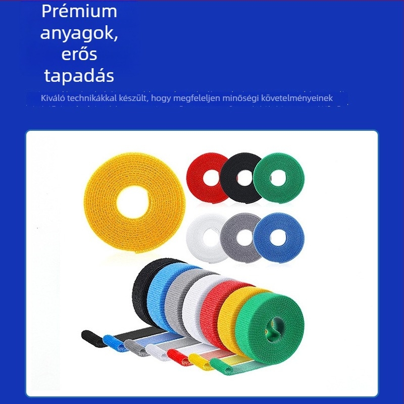 20 mm öntapadó Velcro pántok, teljes tekercs, kétoldalas, kampó- és hurkolt integrált pántok, nylon Velcro zárók, kábelkezelő pántok