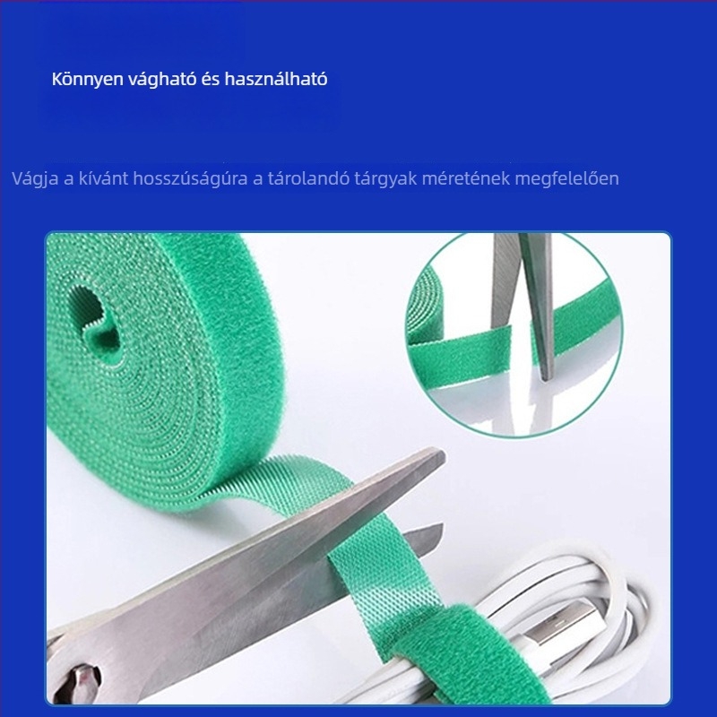 20 mm öntapadó Velcro pántok, teljes tekercs, kétoldalas, kampó- és hurkolt integrált pántok, nylon Velcro zárók, kábelkezelő pántok