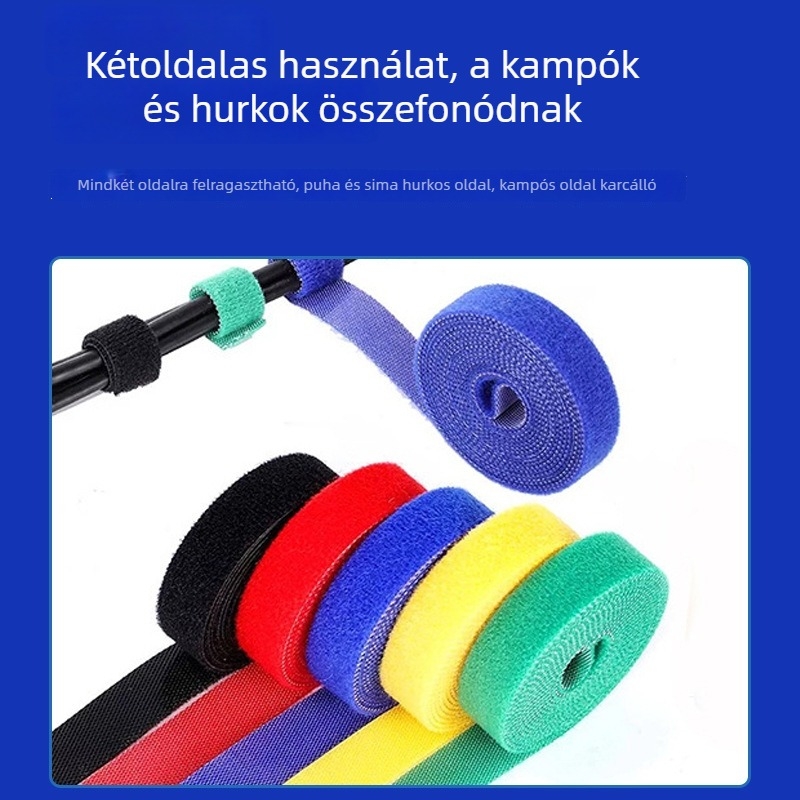 20 mm öntapadó Velcro pántok, teljes tekercs, kétoldalas, kampó- és hurkolt integrált pántok, nylon Velcro zárók, kábelkezelő pántok
