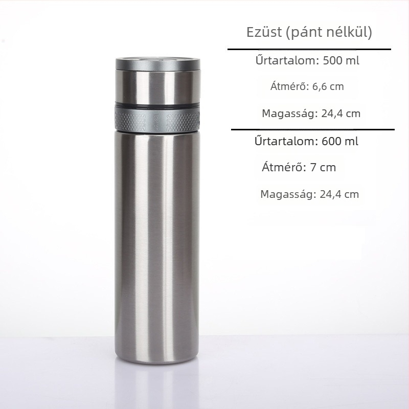 316 rozsdamentes acél termosz pohár egygombos fedéllel, autóhoz illő, gyors nyitás, tea és víz szétválasztása