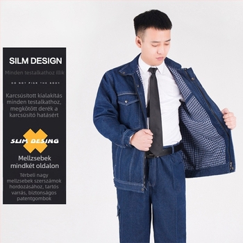 Denim munkaruha belső béléssel, dupla rétegű védőruha hegesztéshez, kopásálló és foltálló