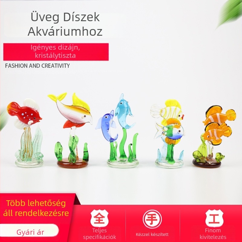 Üveg akváriumi tájkép dísz, vízi növények és halak – nappali dekoráció