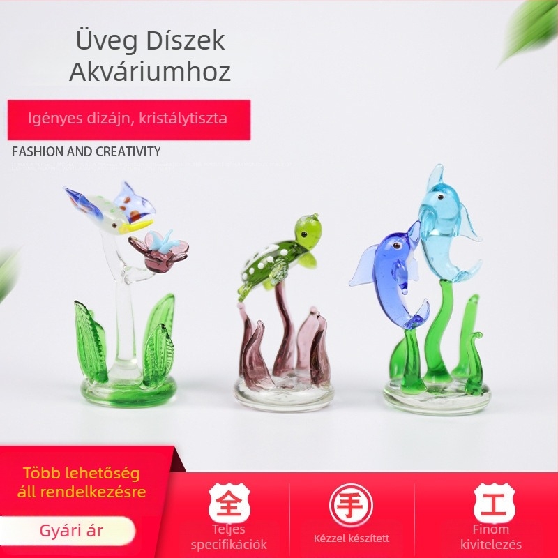 Üveg akváriumi tájkép dísz, vízi növények és halak – nappali dekoráció