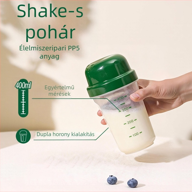 Műanyag pohár kanállal reggelire, zabpehely és tej pohár, nagy kapacitású fehérje shaker edzéshez