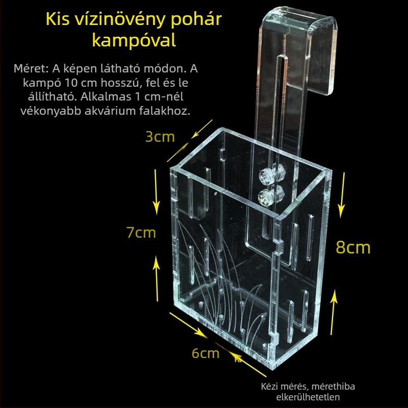 Akril akváriumi ültető pohár falra szerelhető szívókoronggal, dekoratív vízi növényekhez