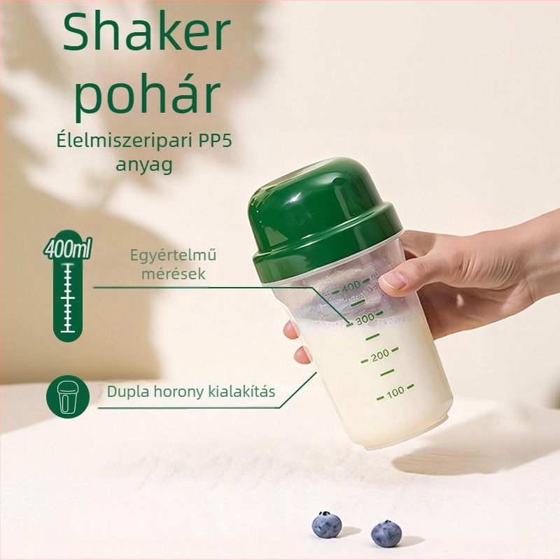 Műanyag pohár kanállal irodai használatra, reggelire zabpehellyel és tejjel, nagy kapacitású fehérje-shaker