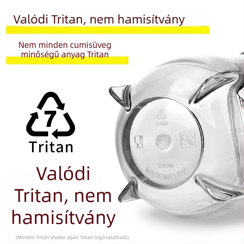 Szabadalmaztatott Tritan anyagú shaker, 500 ml, proteinporkészítéshez, átlátszó sportos pohár