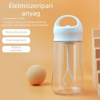 Hőálló műanyag pohár tejshake-hez, fogantyúval és mérőskálával, automata elektromos keverő