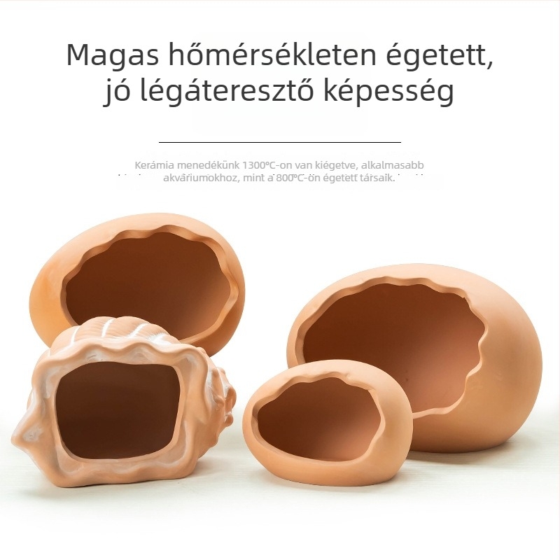 Csigaház alakú kerámia akváriumi dísz, tájépítéshez és tenyésztési menedék halak és garnélák számára