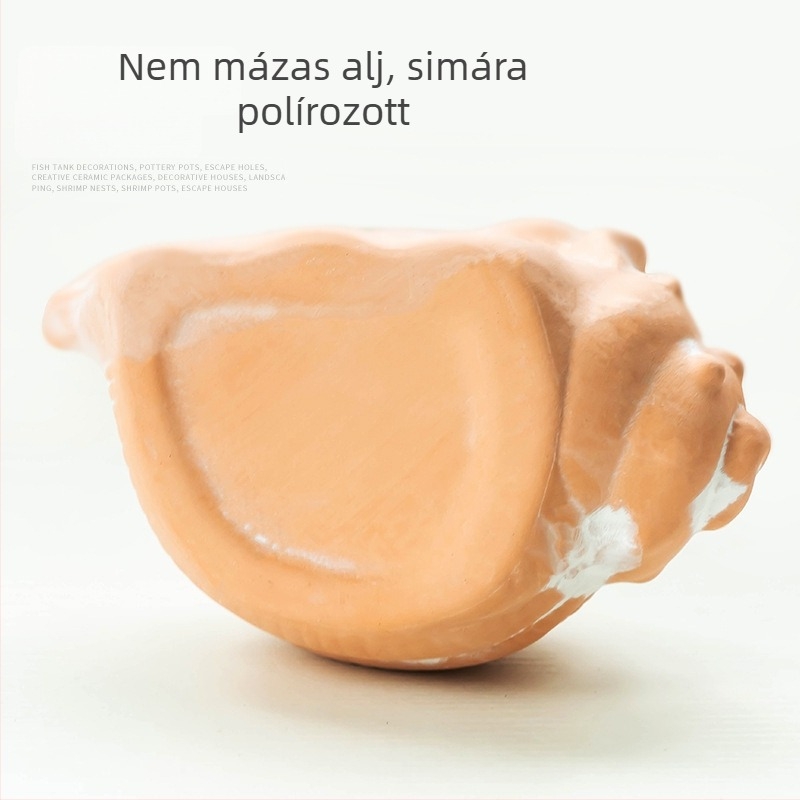 Csigaház alakú kerámia akváriumi dísz, tájépítéshez és tenyésztési menedék halak és garnélák számára