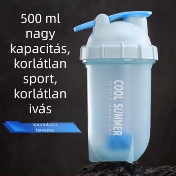 Fehérje por shaker pohár, sportos műanyag pohár, szivárgásmentes, élelmiszer-minőségű, diákoknak