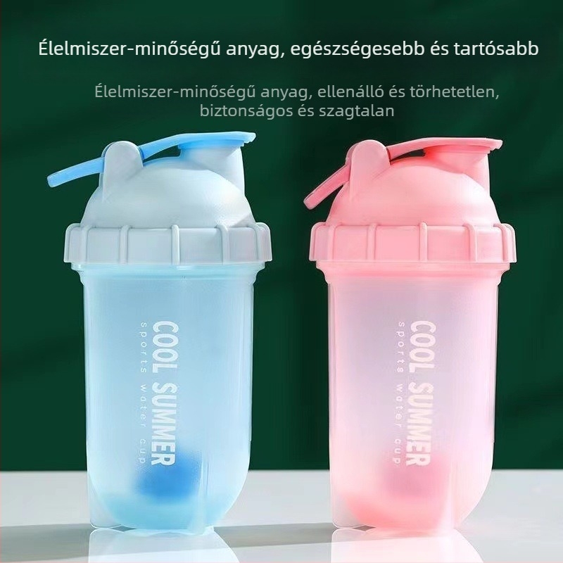 Fehérje por shaker pohár, sportos műanyag pohár, szivárgásmentes, élelmiszer-minőségű, diákoknak
