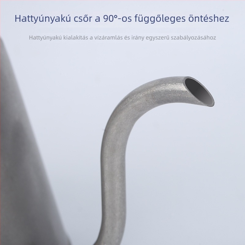 Pour-over kávé kanna 304 rozsdamentes acélból, fa fogantyúval, hosszú kifolyóval, 800 ml, keskeny szájú nyílás, kültéri kávéfőzéshez