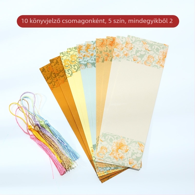 Kreatív DIY könyvjelző rizspapírból, ecsetkaligráfiával és kínai festészettel, klasszikus kínai stílusú bojtokkal, 10 darabos készlet
