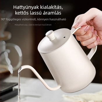 Winwintea 304 rozsdamentes acél pour-over kancsó fedővel, vastag testű kialakítás, hosszú keskeny cső, otthoni használatra