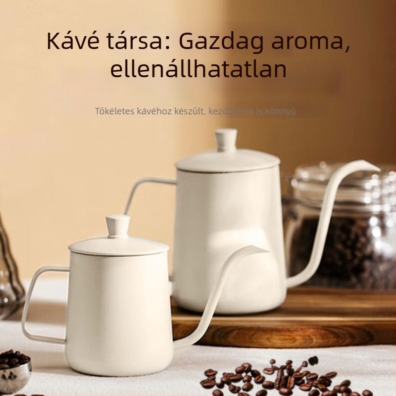 Winwintea 304 rozsdamentes acél pour-over kancsó fedővel, vastag testű kialakítás, hosszú keskeny cső, otthoni használatra
