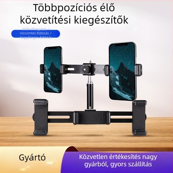Asztali telefon élő közvetítésre szolgáló állvány három pozícióban és kettős pozícióban rögzítővel, hordozható többfunkciós tripod