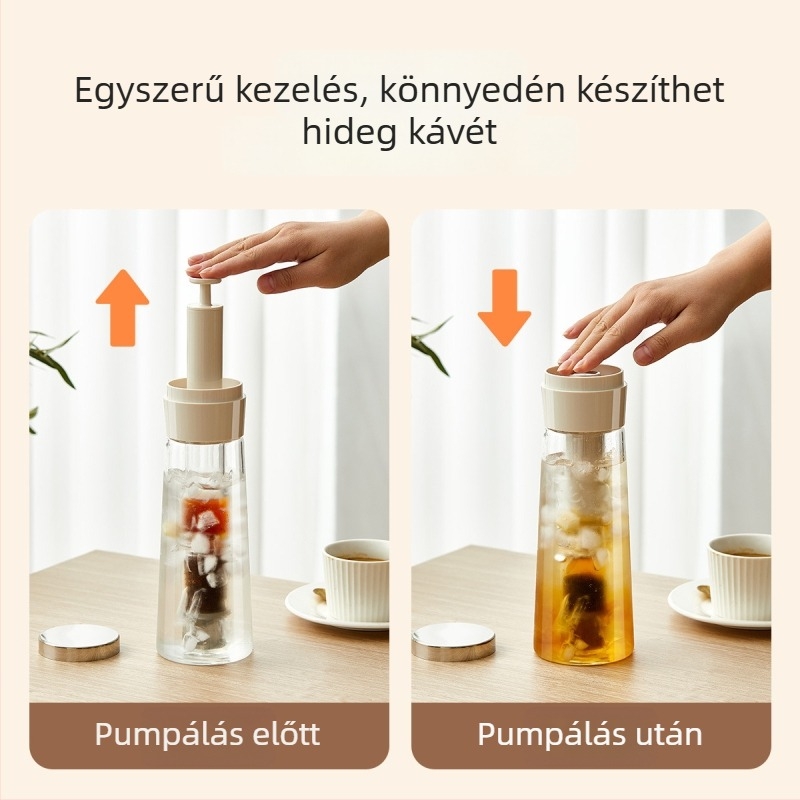 Boroszilikát üvegből készült hideg kávé- és tea készítő edény, kültéri, hordozható, hőálló