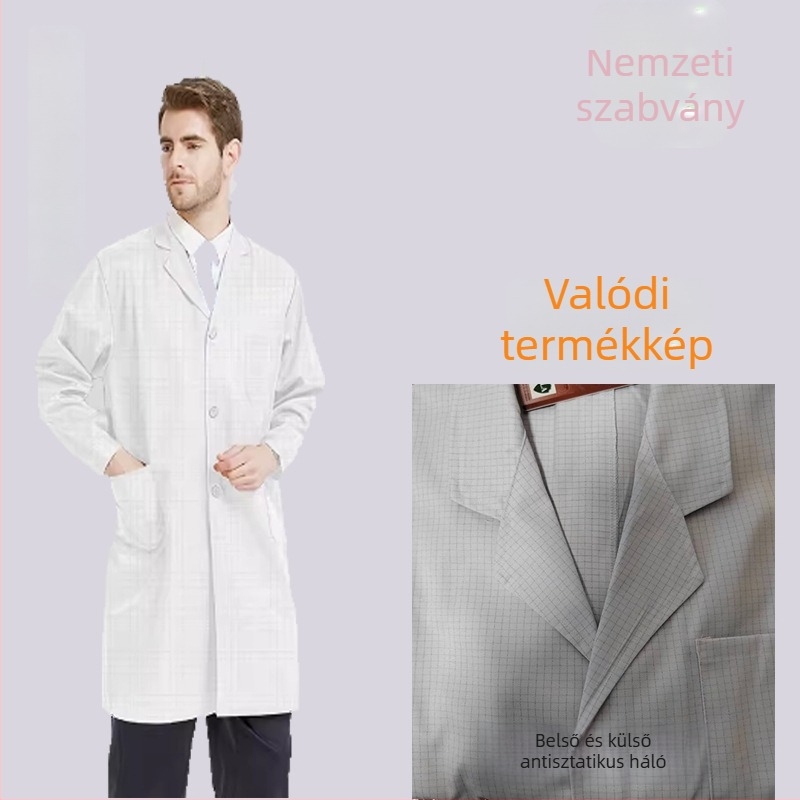 Antisztatikus laboratóriumi köntös, sav- és lúgálló védőruha