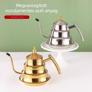 Rozsdamentes acél bambusz-dizájnos teáskanna szűrővel, arany színű, hosszú szájú, kávéhoz és teához, indukciós főzőlaphoz.