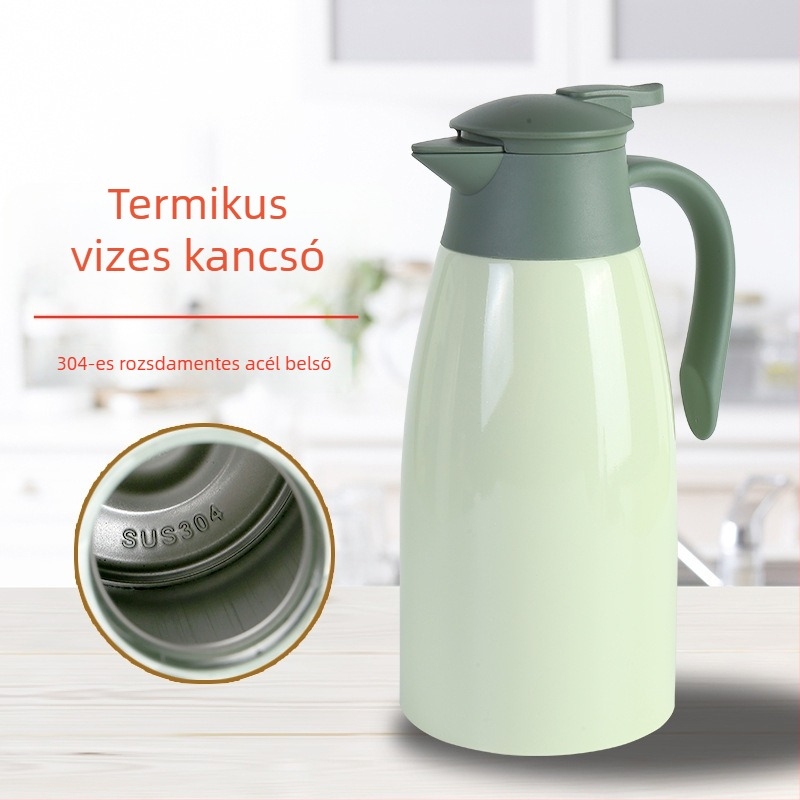 Rozsdamentes acél 304 termosz, vákuumduplafalú, 2 literes kapacitás, otthoni használatra