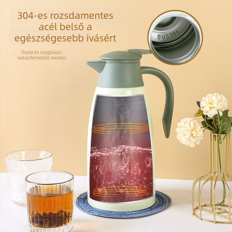 Rozsdamentes acél 304 termosz, vákuumduplafalú, 2 literes kapacitás, otthoni használatra