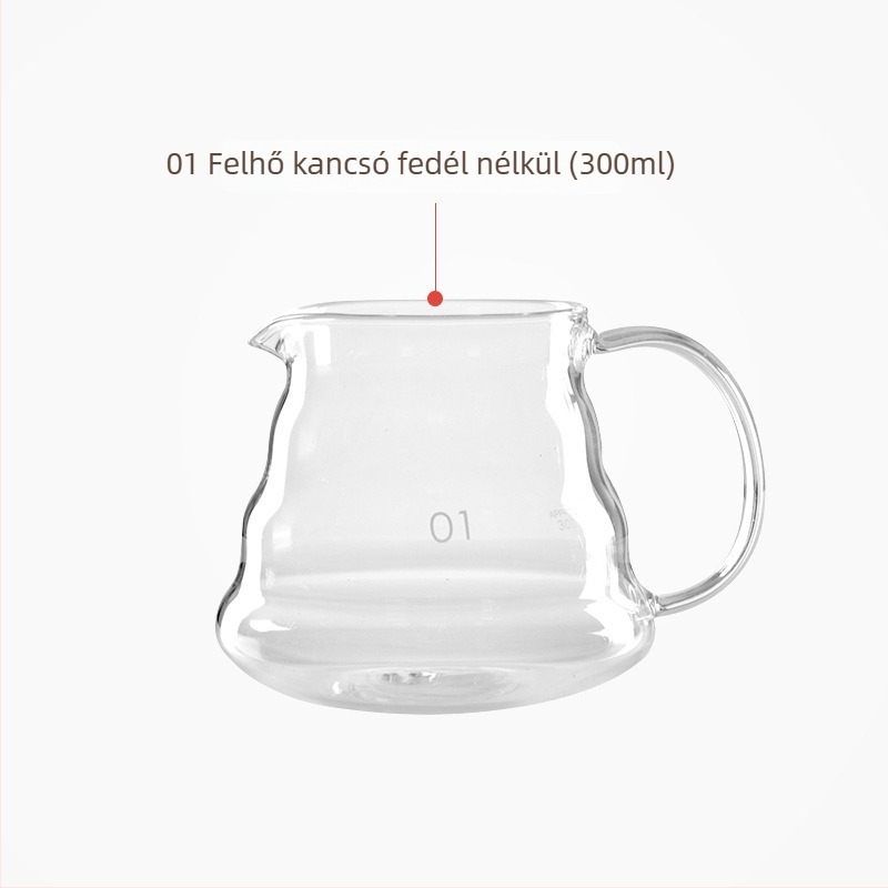 Cloud-sorozat kézi kávéfőző kanna, vastag hőálló üveg, jégcsepp szűrő, V60-as kézi öntés, kis bögrécske, melegíthető