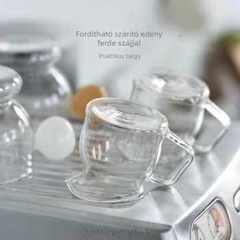 Japán stílusú mini üveg tejkanna ferde szájjal és olasz fogantyúval, espresso- és latte készítéséhez.