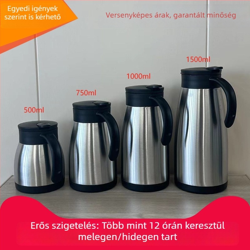 304 rozsdamentes acél vákuum kávés kanna, fogantyúval, nagy kapacitású, hőmegtartó, otthoni és éttermi használatra