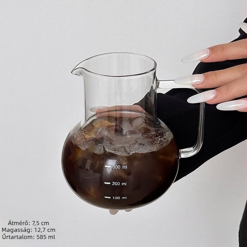 Minimalista hőálló boroszilikát üveg pour-over kanna és fogantyúval
