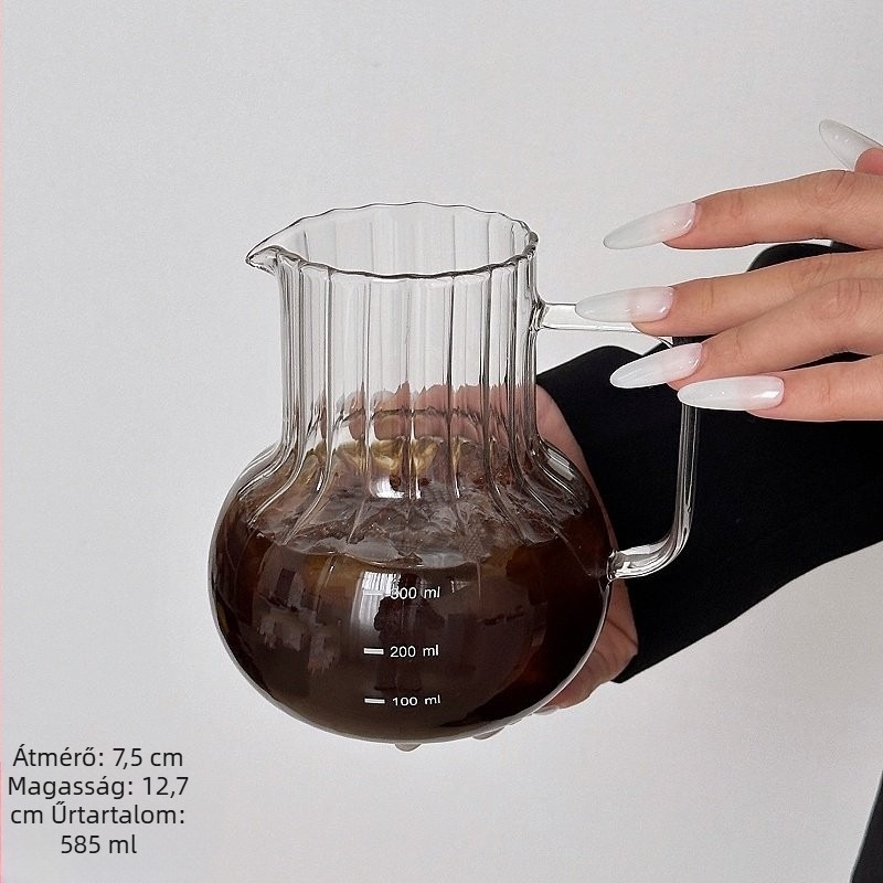 Minimalista hőálló boroszilikát üveg pour-over kanna és fogantyúval