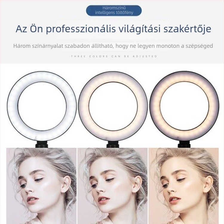 Mobiltelefon élő közvetítéshez állvány, fényképezőtripod és LED világítás