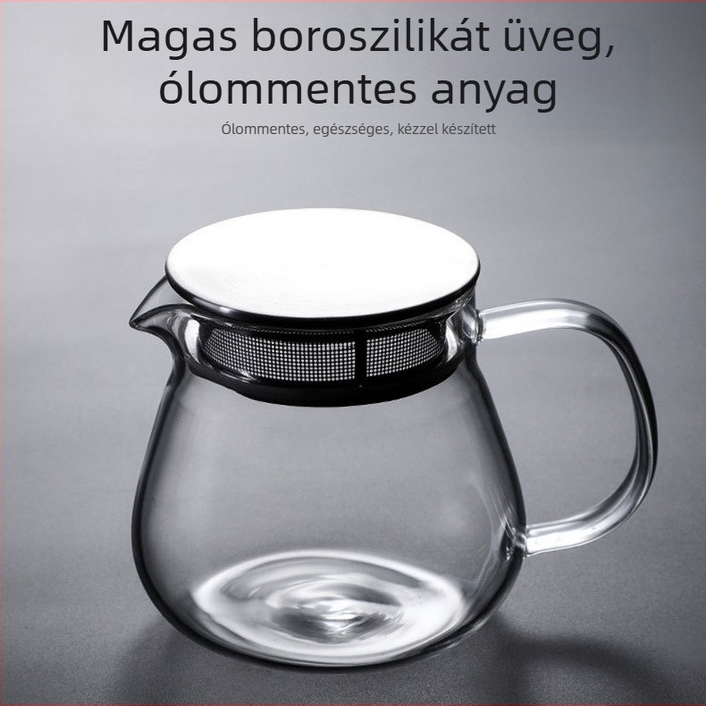 Üvegből készült kávés kanna fedővel, otthoni használatra – hordozható szűrőedény hideg készítéshez és kézi főzéshez.