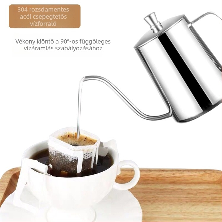 304 rozsdamentes acél gooseneck kávéfőző kanna, 600 ml