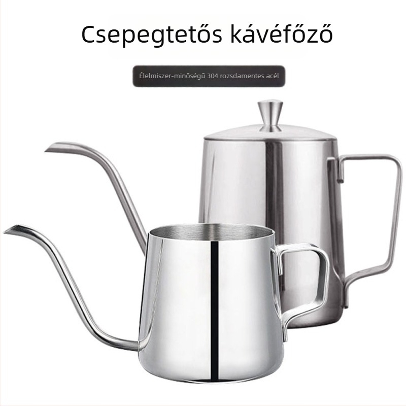 304 rozsdamentes acél gooseneck kávéfőző kanna, 600 ml