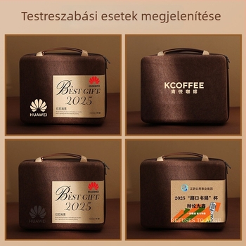 Retro stílusú kávés készlet filcből készült neszesszerben — kliensajándék, tartalmaz kávéőrölőt, kávéscsészét, mérőkanalat és pour-over kannát