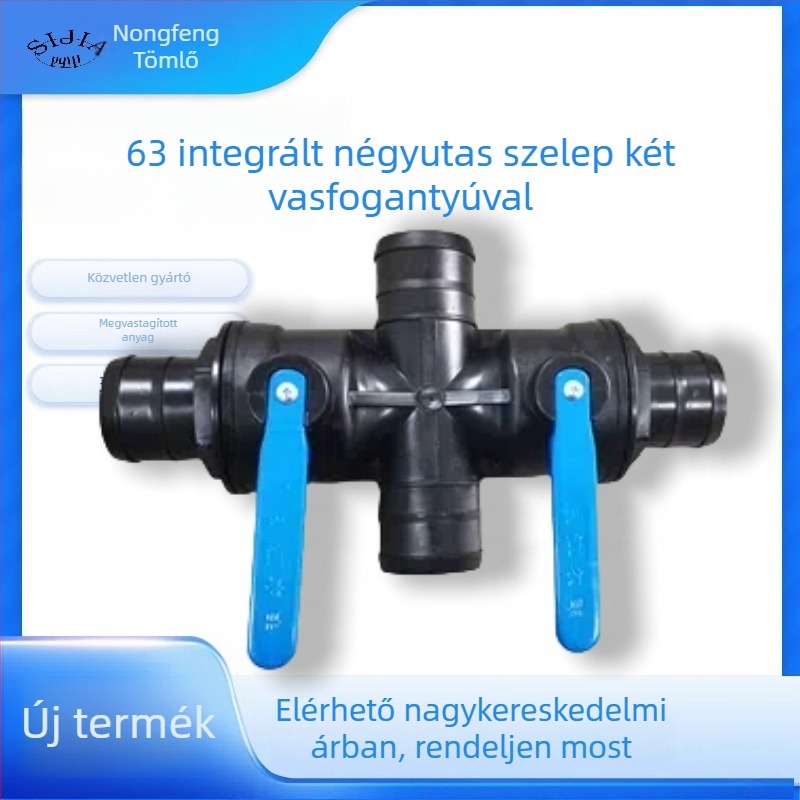 2,5 hüvelykes csepegtető öntözés fővezeték, 3-utas csatlakozóval és integrált 4-utas szeleppel